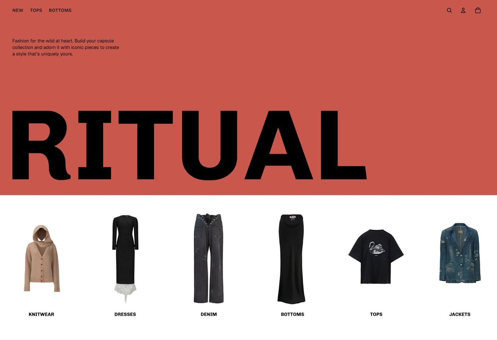 A screenshot of Shopify’s Ritual theme, which uses Chivo in the headings.
