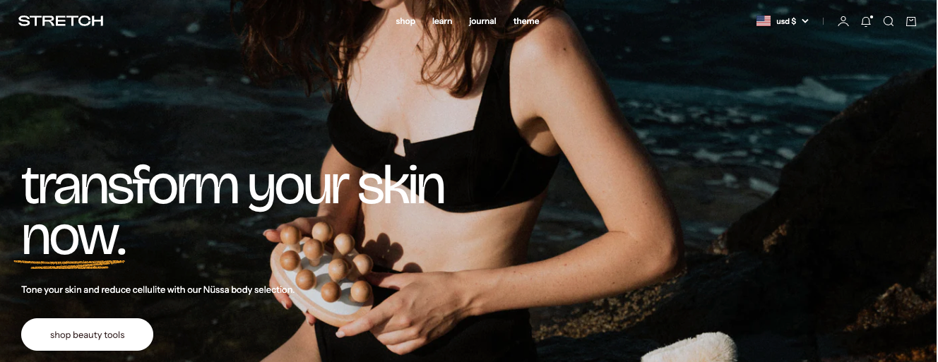 A screenshot of Shopify’s Stretch theme, which uses Bricolage Grotesque in the headings.
