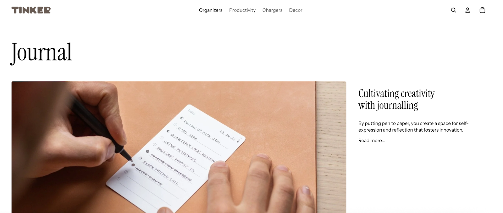A screenshot of Shopify’s Tinker theme, which uses Instrument Sans in the body and Instrument Serif in the headings and subheadings.