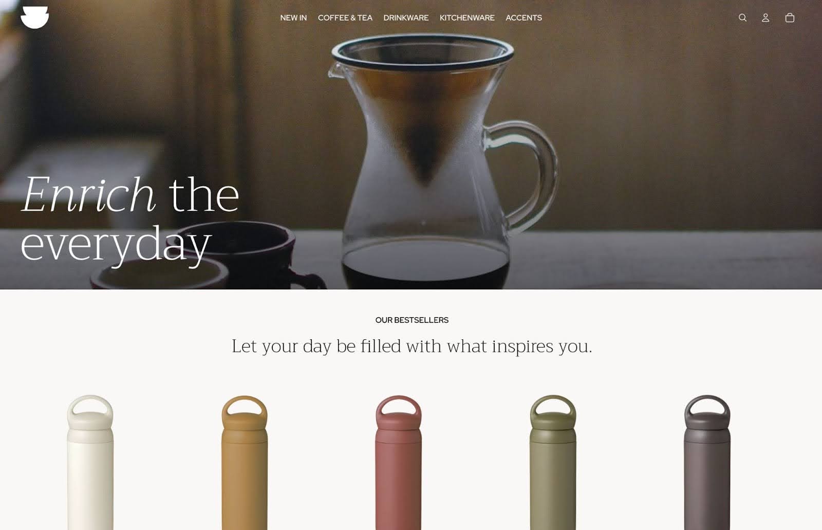 A screenshot of Shopify’s Vessel theme, which uses Trirong in the headings.